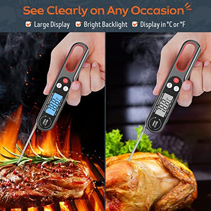 - Digital Meat Thermometers for Air Fryers Cooking | Food Thermometer Instant Read BBQ Cooking Thermometer | Foldable Long Probe | Backlight Screen Magnetic Back -