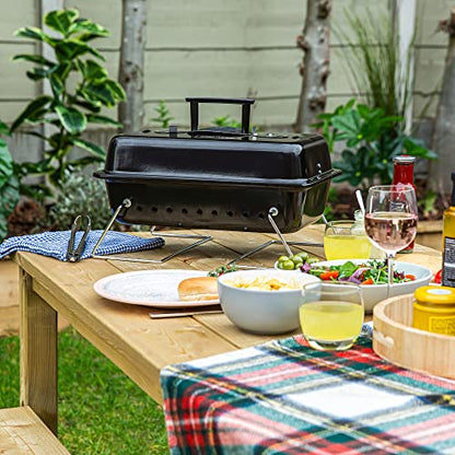 - George Foreman | On-The-Go Portable Charcoal BBQ | Sturdy Foldable Legs -