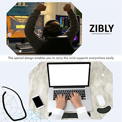 - ZIBLY Wrist Rest Keyboard and Mouse Set - Non-Slip Ergonomic Wrist Cushion Support Pad - Easy Typing, Pain Relief