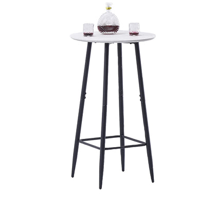 AINPECCA Bar Table Light Grey Kitchen Table Round Bar Tables with Marble Grain Breakfast Dining Bars Counter Bistro Pub Cocktail Tables with Fixed Tabletop and Metal Frame for Home Kitchen Garden