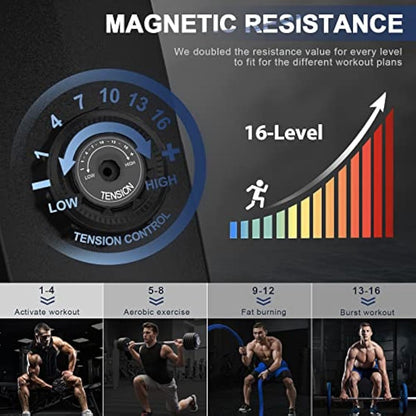 Neezee Foldable Rowing Machine for Home Gym - LCD Monitor, 16 Level Magnetic Resistance, Full-Body Workout, Upgrade Flywheel, Space Saving