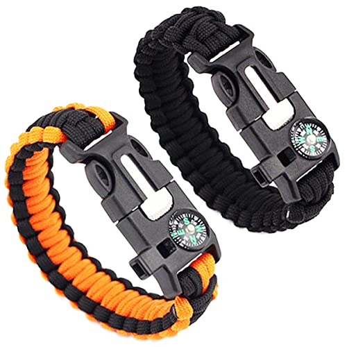 - STEK Survival Bracelet | 2 Pack | Paracord Survival Military Bracelet |  With Compass & Whistle -