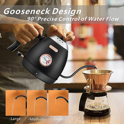 - Electric Gooseneck Kettle | Pour Over Coffee Kettle | 100% Stainless Steel -