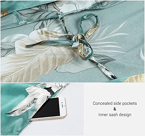 DiaryLook Ladies Kimono Dressing Gowns for Women Long Kimono Robes Satin Long Bridesmaid Robes Floral