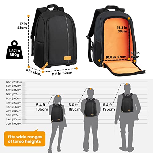 - TARION Camera Backpack | Photography Backpack with Large Capacity |Padded Insert, 15'' Laptop Compartment | Waterproof -