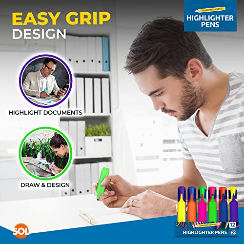 - SOL 12pk Highlighters | Chisel Tip Marker Pen | Highlighter Pens Multipack -