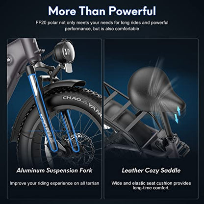 - Fafrees FF20 Polar Fatbike E Bike Men's 20 Inch 48V 10.4Ah*2 Batteries UK Plug -