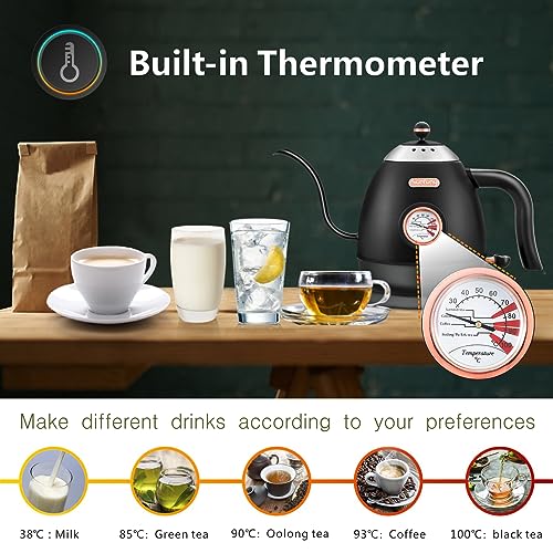 - Electric Gooseneck Kettle | Pour Over Coffee Kettle | 100% Stainless Steel -