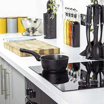 Blackmoor 66120 Classic 16cm Milk Pan/Non-Stick Coating/Cool Touch Handle/Features Unique Pouring Lip/Suitable for Induction, Gas & Electric Hobs/Black Colour