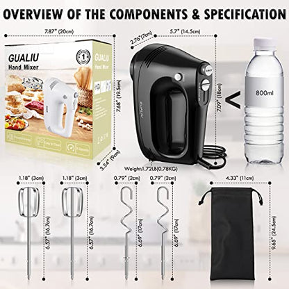 - GUALIU Hand Mixer | Electric | Kitchen Whisk | Control Speed+5 Speed -