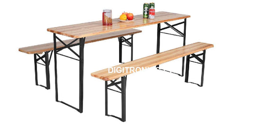 - Large 3 Piece Wooden Folding Picnic Beer Table | Dining Table Set For Camping Or BBQ -