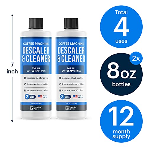 Coffee Machine Descaler (2 x 236ml - 4 uses) Compatible with Delonghi, Nespresso, Dolce Gusto, Sage, Gaggia, Lavazza and more - Remove Limescale Descaling Liquid Solution