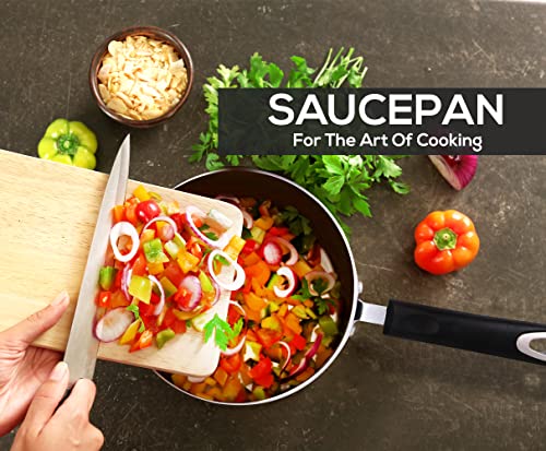 - KICHLY Sauce Pan 18cm | 2L Non Stick Saucepan with Lid | Induction Safe Cooking pots & Pans, Multi Purpose Sauce Pot -