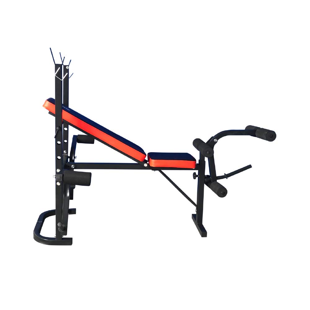 - Fit4home Weights Bench With Barbell Rack | Adjustable Home Training Gym Workout Fitness Bench | TF-1001 Black -