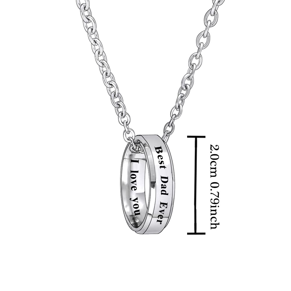 BESPMOSP Best Dad Ever Necklace Dad Gifts From Daughter Son Daddy Necklace Father's Day Gifts Birthday Necklace For Dad… (Best Dad Ever)