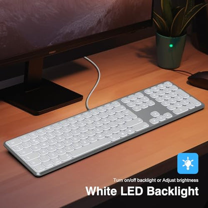 - TECURS Mac Keyboard Backlit |Quiet Slim USB Wired Computer Keyboard -