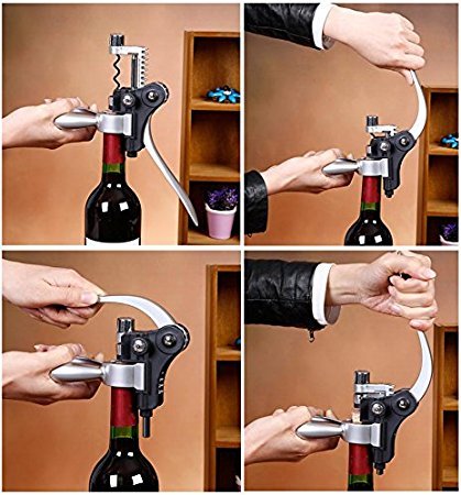 Cooko Wine Opener Set, Manual Corkscrew with Aerator and Spout, Zinc Alloy Handle Bottle Opener, Deluxe Wine Accessories with Wooden Box,