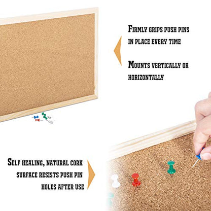 - KAV - Cork Notice Board | Office Memo Board | 6 Push Pins -