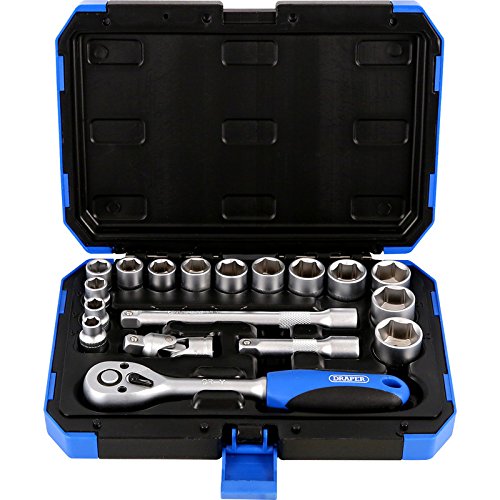 - Draper 18 Piece Metric Socket Set with Ratchet Tool & Case | 3/8" Square Drive -