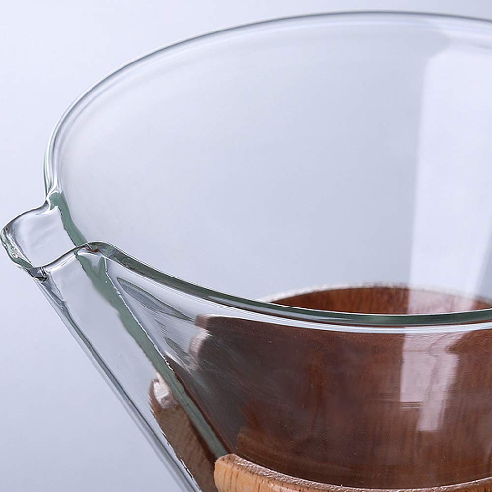 - QLESHINING Wood Neck Pour Over Coffee Maker | Permanent Filter and Coaster Pad -