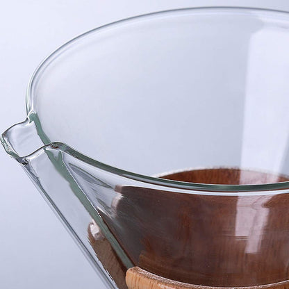 - QLESHINING Wood Neck Pour Over Coffee Maker | Permanent Filter and Coaster Pad -