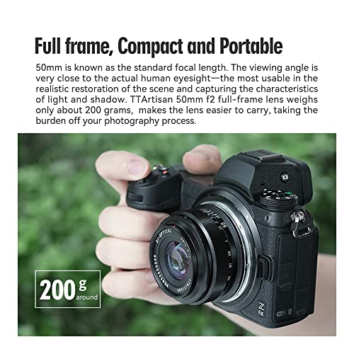 - TTArtisan 50mm F2 Full Frame Manual Camera Lens | Compact Design Light Weight Standard Focal Length Camera Lens for Fuji X-Mount -