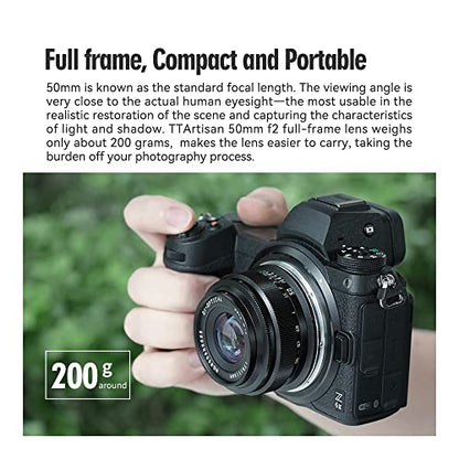- TTArtisan 50mm F2 Full Frame Manual Camera Lens | Compact Design Light Weight Standard Focal Length Camera Lens for Fuji X-Mount -