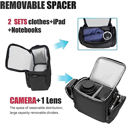 Cwatcun Camera Bag, Single Shoulder Camera Bag, Sling Crossbody Compact Camera Bag Case Compatible for Canon Nikon Sony SLR DSLR Mirrorless Cameras and Lenses Water Resistant Camera Bag Black Small