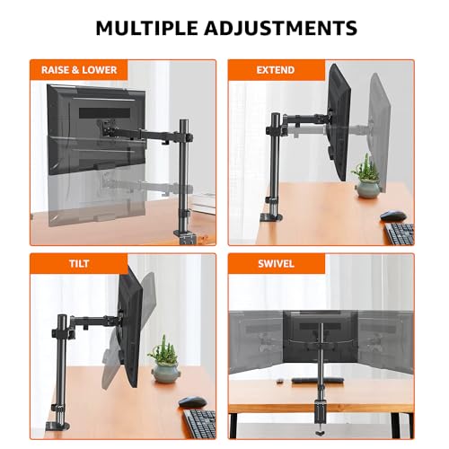 Amazon Basics Single Monitor Stand - Height Adjustable Arm Mount, Steel, Black