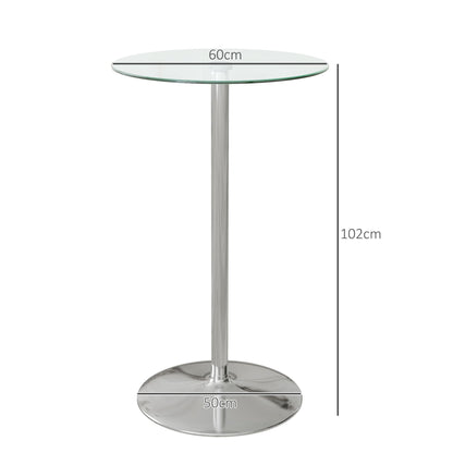- HOMCOM Round Bar Table | Modern Bistro Table with Tempered Glass Top and Steel Frame -