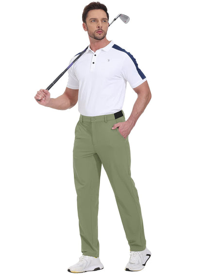 - donhobo Men's Stretch Golf Pants | Men's Outdoor Trousers | Lightweight Quick Dry Elastic Waist Casual Hiking Pants -