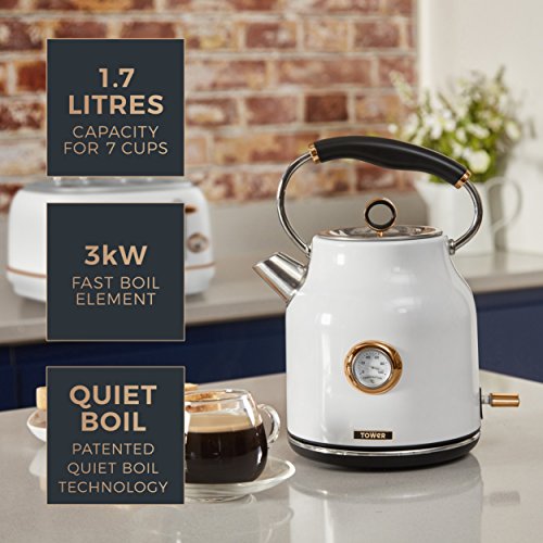 - Tower Bottega T10020W Rapid Boil Traditional Kettle | Temperature Dial -