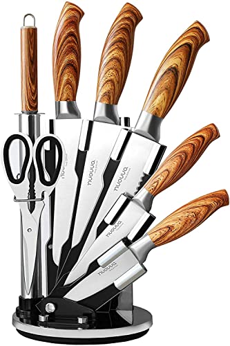 - Sharp Kitchen Knife Set | Rotating 7 Pcs Stainless Steel Knife Block | 360 Degree Rotating Acrylic Stand –