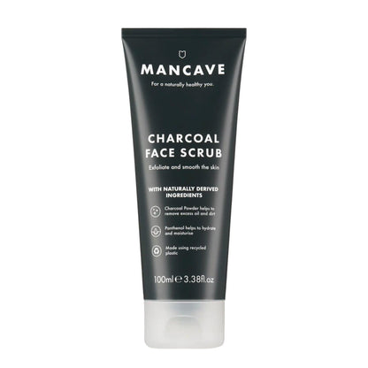 - ManCave Charcoal Face Scrub | 100ml for Men | Exfoliate & Smooth Skin -