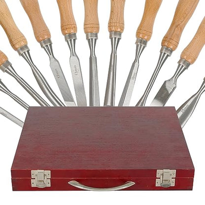 12-piece chisel set, wood chisel set, notch carving set, woodwork chisel set, professional chisel set for wood carving, carpentry, wood chisel set for beginners, professionals carvers