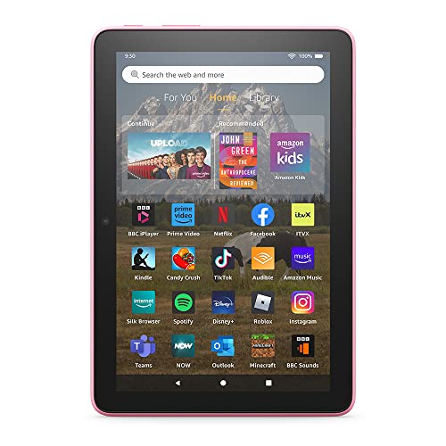 Amazon Fire HD 8 tablet | 8-inch HD display, 32 GB, 30% faster processor, designed for portable entertainment, 2022 release, with ads, Rose