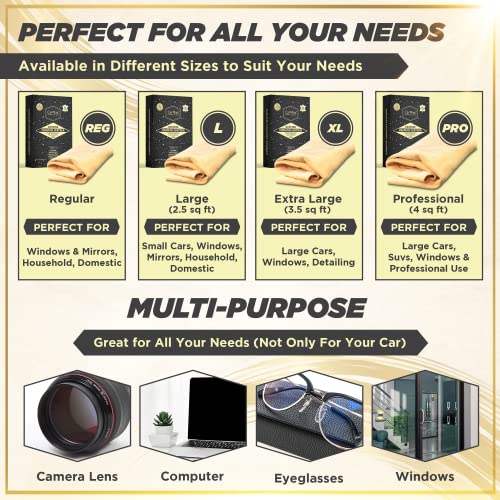 CarMax Essentials - Premium Natural Chamois Leather - Fanatic's Five Pack - Perfect for car detailing, glass, mirrors and for windows and glass around the home