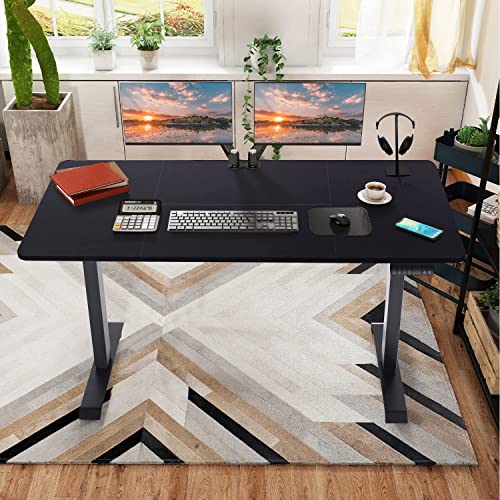 Devoko Electric Standing Desk 160x80cm with USB Charging Height Adjustable Desk with Desktop Sit Stand Up Desk Heavy Duty Steel 3 Memory Smart Pannel(Black)