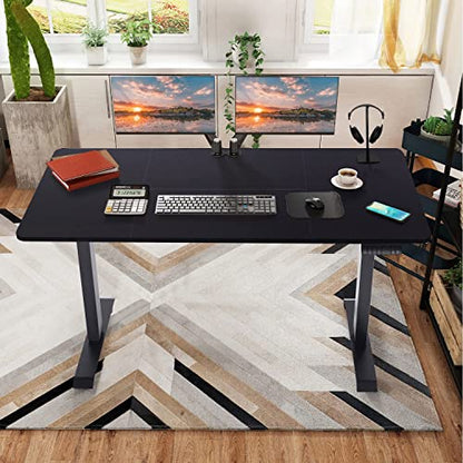 Devoko Electric Standing Desk 160x80cm with USB Charging Height Adjustable Desk with Desktop Sit Stand Up Desk Heavy Duty Steel 3 Memory Smart Pannel(Black)