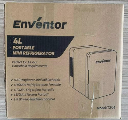 - Enventor Mini Fridge 4 Litre | 6 Can Mini Fridges for Bedrooms | AC+12V DC Power Cooler & Warmer -