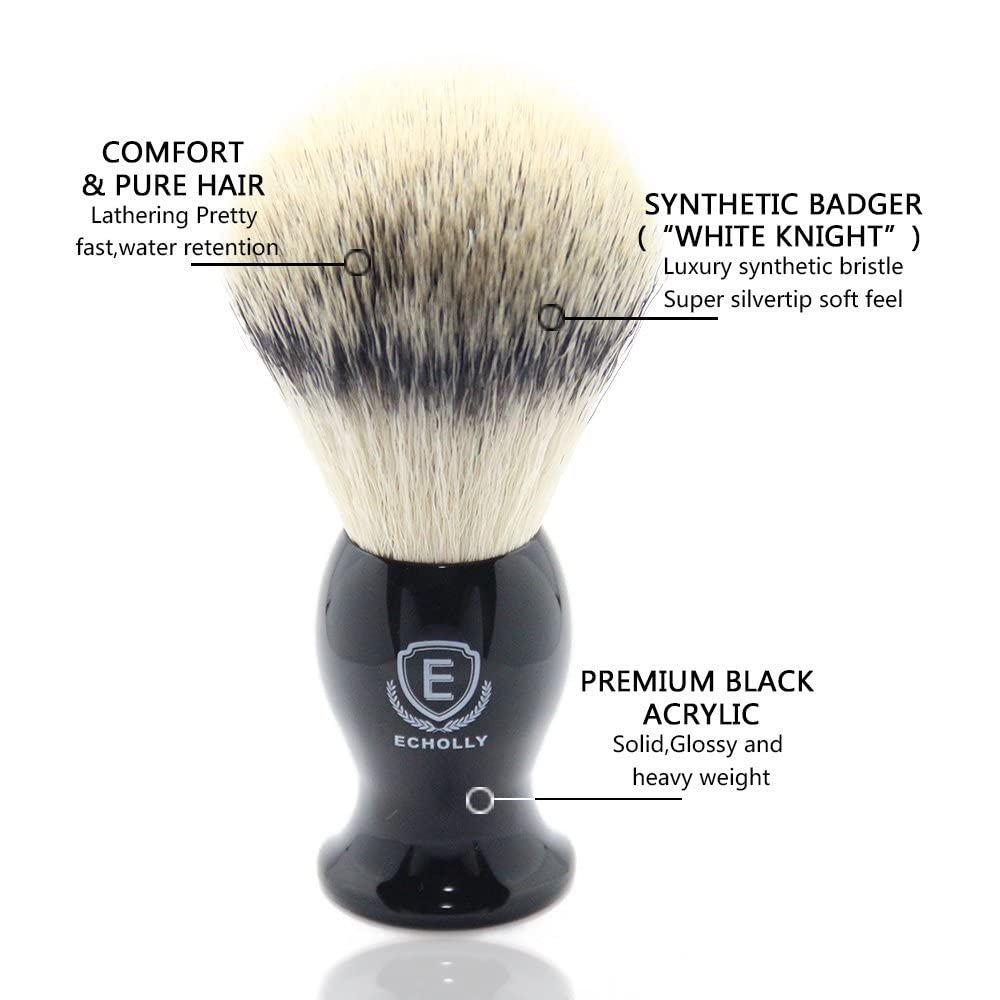 - Luxury Mens Shaving Brush by Echolly | NO Shedding Bristle Shaving Brushes for Men -