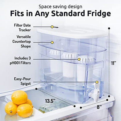 - pH Alkaline Countertop Water Filter Dispenser | 3.3 Gallons Water Dispenser | Removes Fluoride Chlorine & Impurities | 12.5 litres -