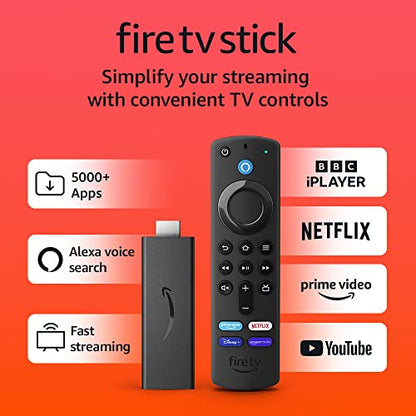 Amazon Fire TV Stick, Alexa Voice Remote, TV controls and access to hundreds of thousands of films and TV episodes