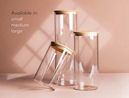 - Franklin Lade Glass Storage Jars | 3 Piece Set 900ml | Airtight Bamboo Lids | Glass Jars with lids | Tea Coffee Sugar Canisters | Pantry Storage Containers | Storage Jars for Kitchen -