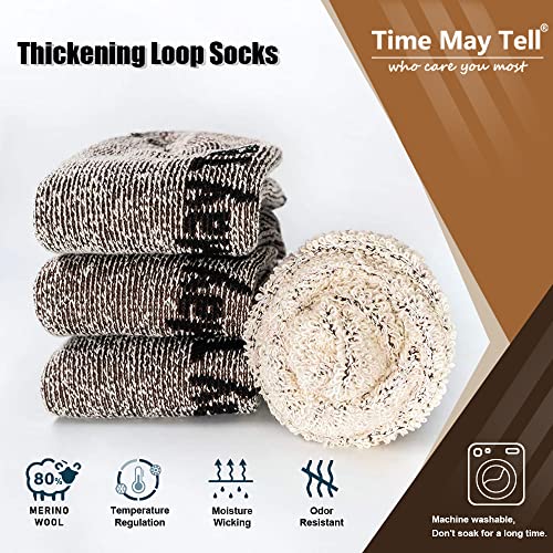 - Time May Tell Mens Merino Wool Hiking Cushion Socks | Thermal Warm Crew Winter Boot Socks Pack -