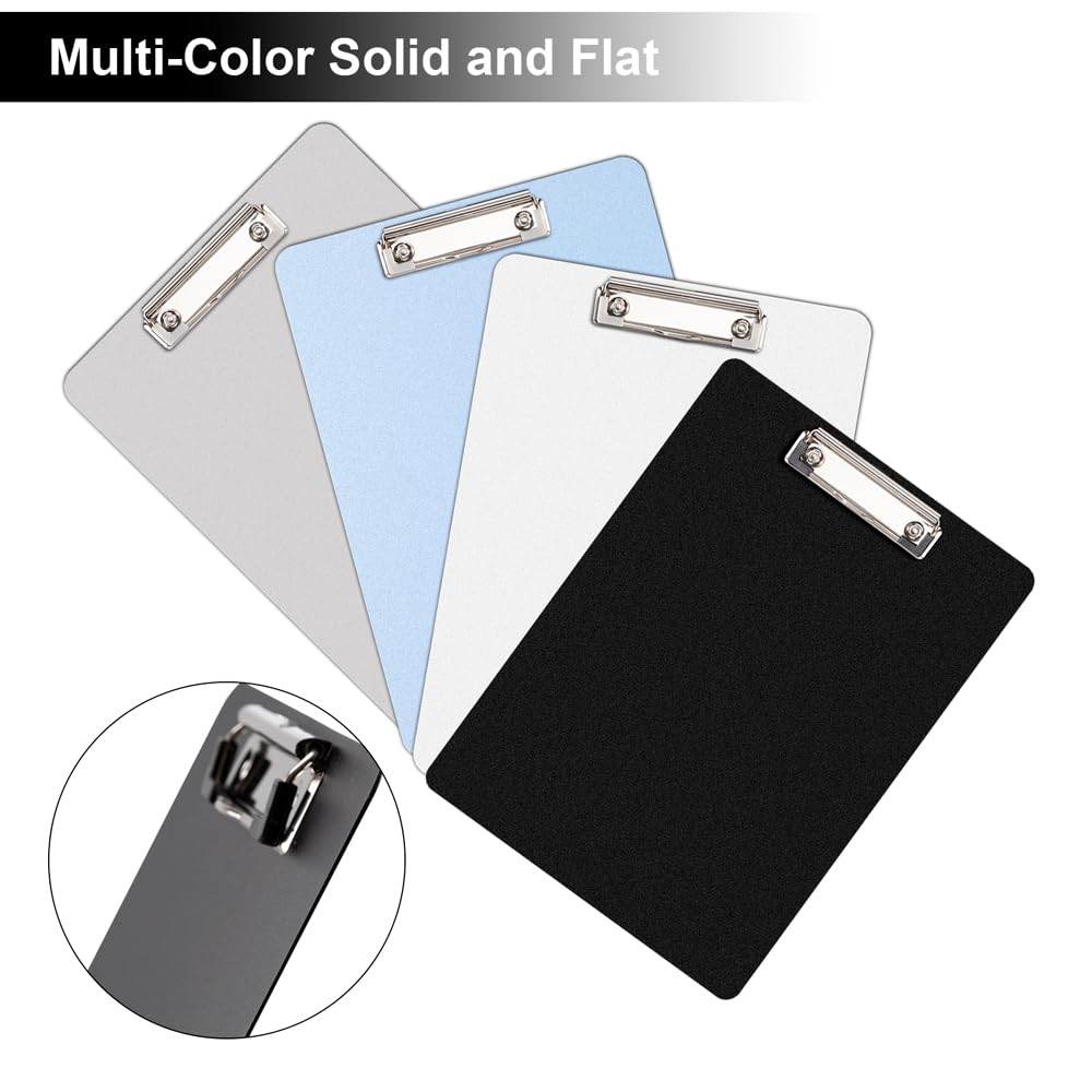 4-PCS-Clipboard-A4-Plastic-Writing-Pad, Hasgard Upgraded Colourful Clip Board, Round Edge and Firm Clipboards, Easy to Storage, Enhanced Writing Experience