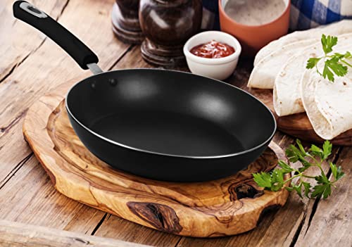 - KICHLY Aluminum Non Stick Frying Pan 28cm | Induction Frying Pan with Heat Resistant Handle | Anti-Scratch Omelette Pan | Non Stick -