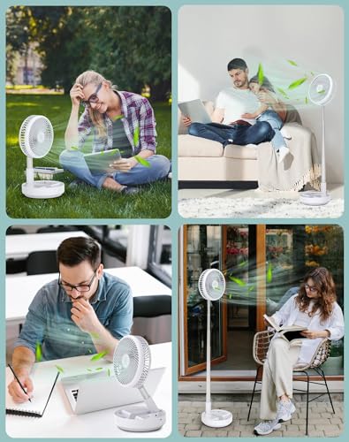 - Primevolve Portable Oscillating Standing Fan | Rechargeable Battery Operated USB -