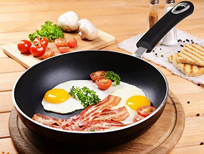 - KICHLY Aluminum Non Stick Frying Pan 28cm | Induction Frying Pan with Heat Resistant Handle | Anti-Scratch Omelette Pan | Non Stick -