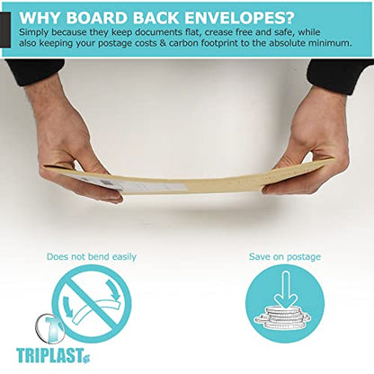 - Triplast Manilla Hard Board Back Envelopes | Pick Qty & Size: 10 x A4 C4 (324x229mm) -